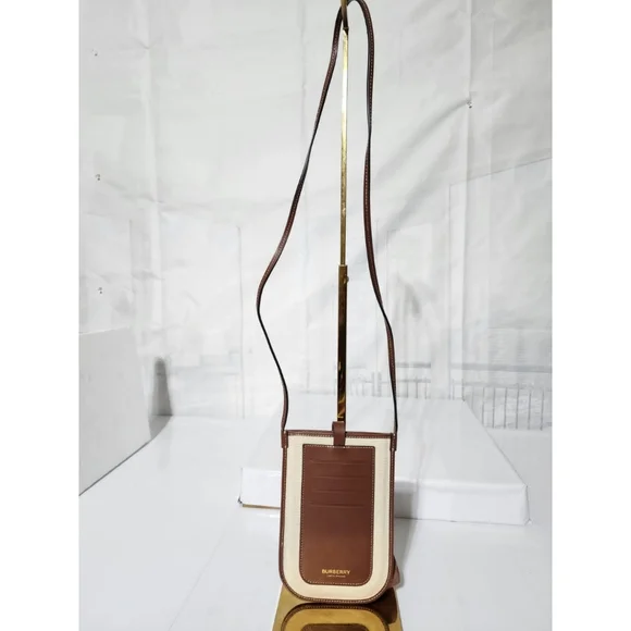 Burberry England sacoche canvas and calf leather crossbody bag Brown/Cre… - Picture 3 of 14